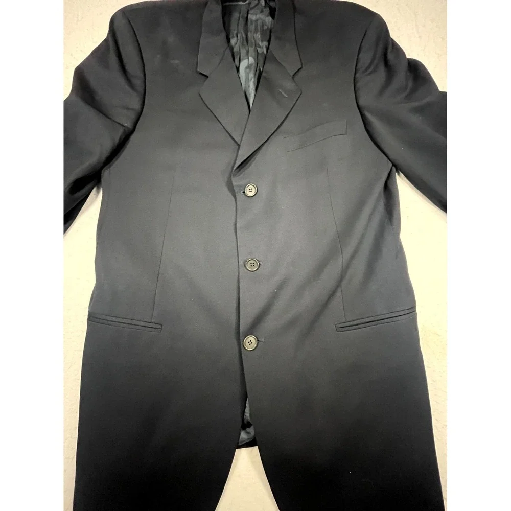 VTG Giorgio Armani Blazer Jacket Mens Black Notch Lapel Single Breasted Formal